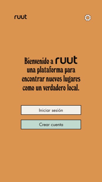 Ruut welcome screen on an orange background with sign-in and create-account buttons.